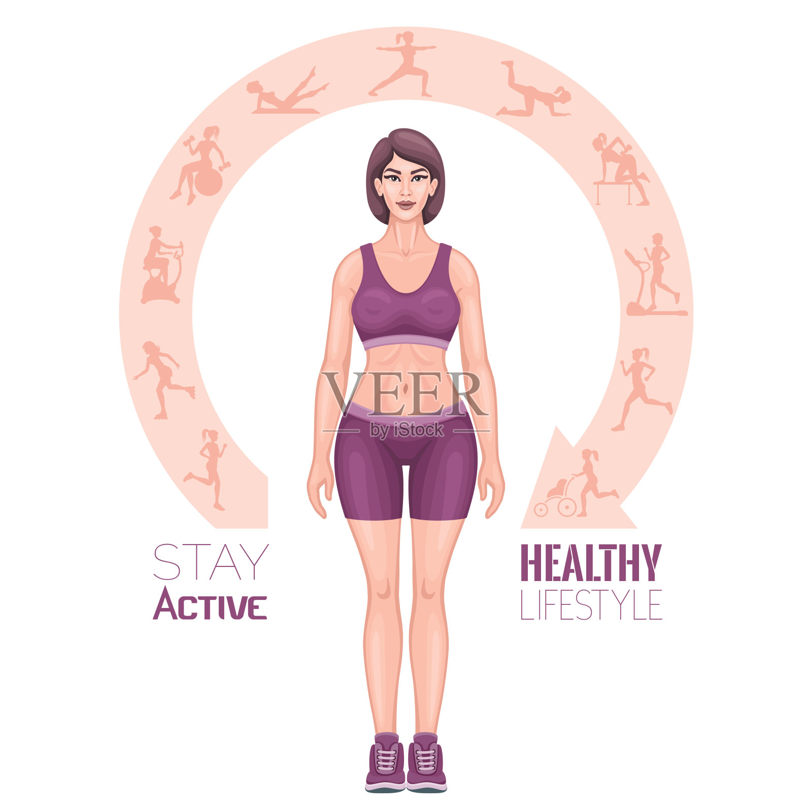 健康的女人。健康的生活方式插画图片素材