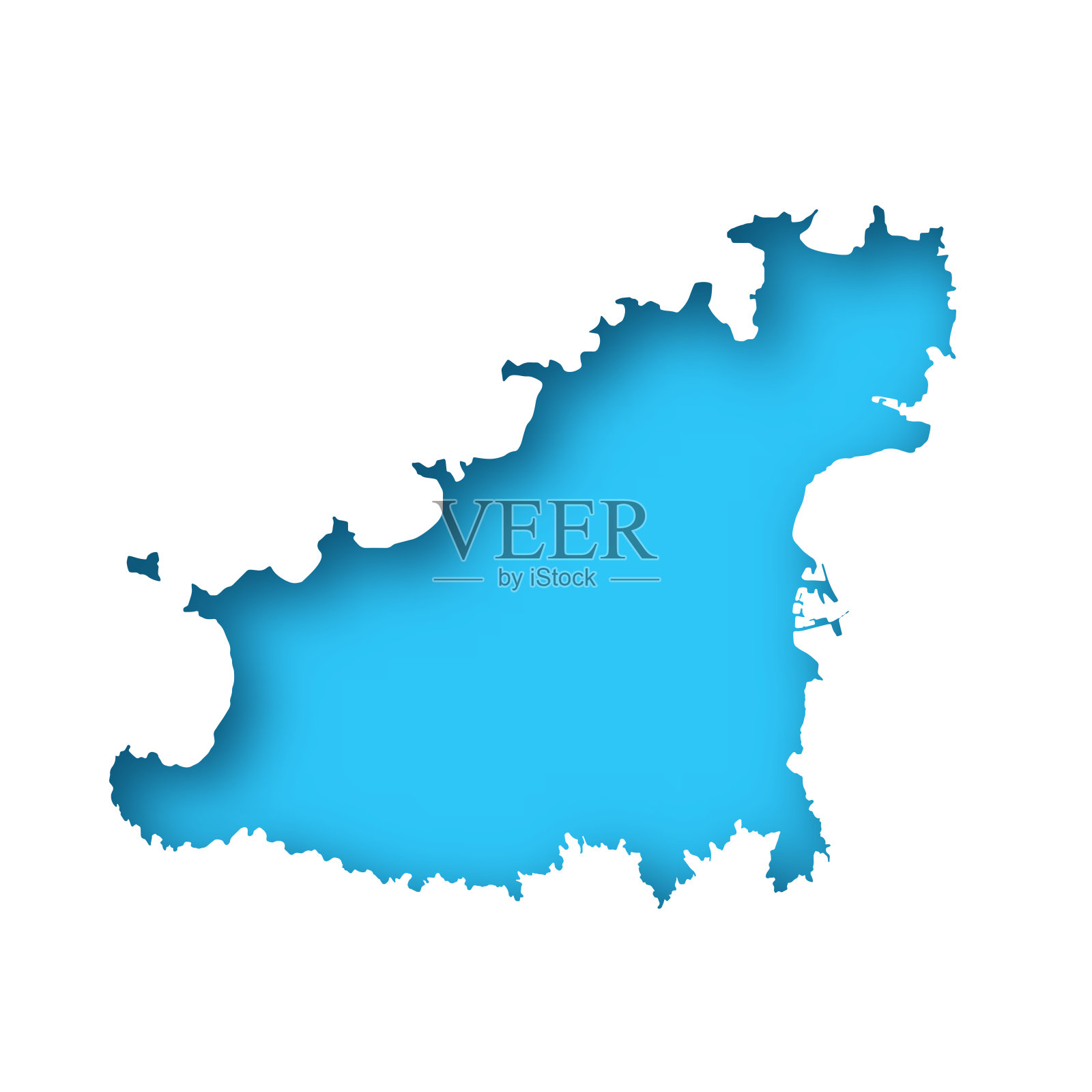 根西岛地图-白纸在蓝色背景上裁剪插画图片素材