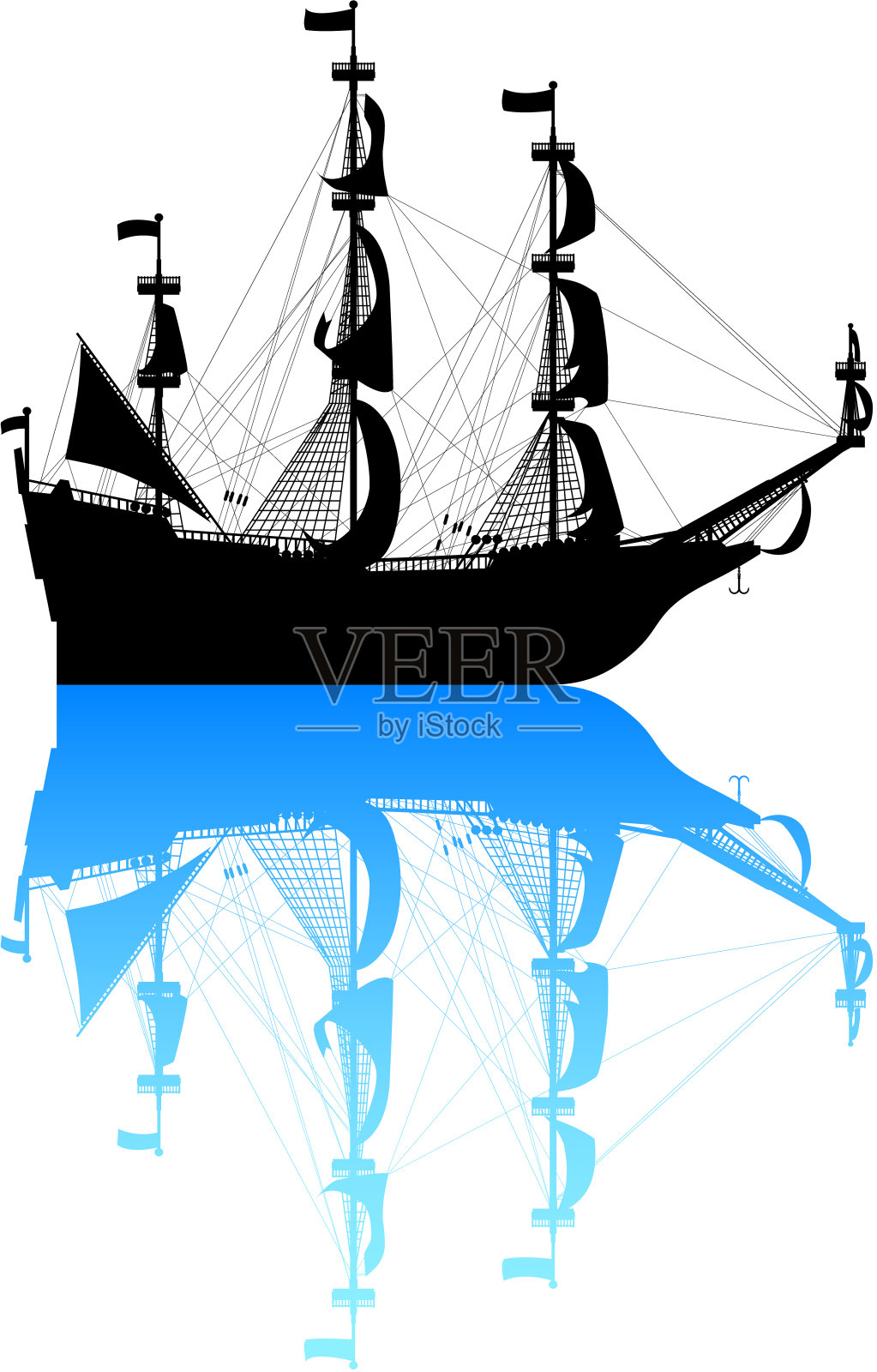 海盗的船插画图片素材