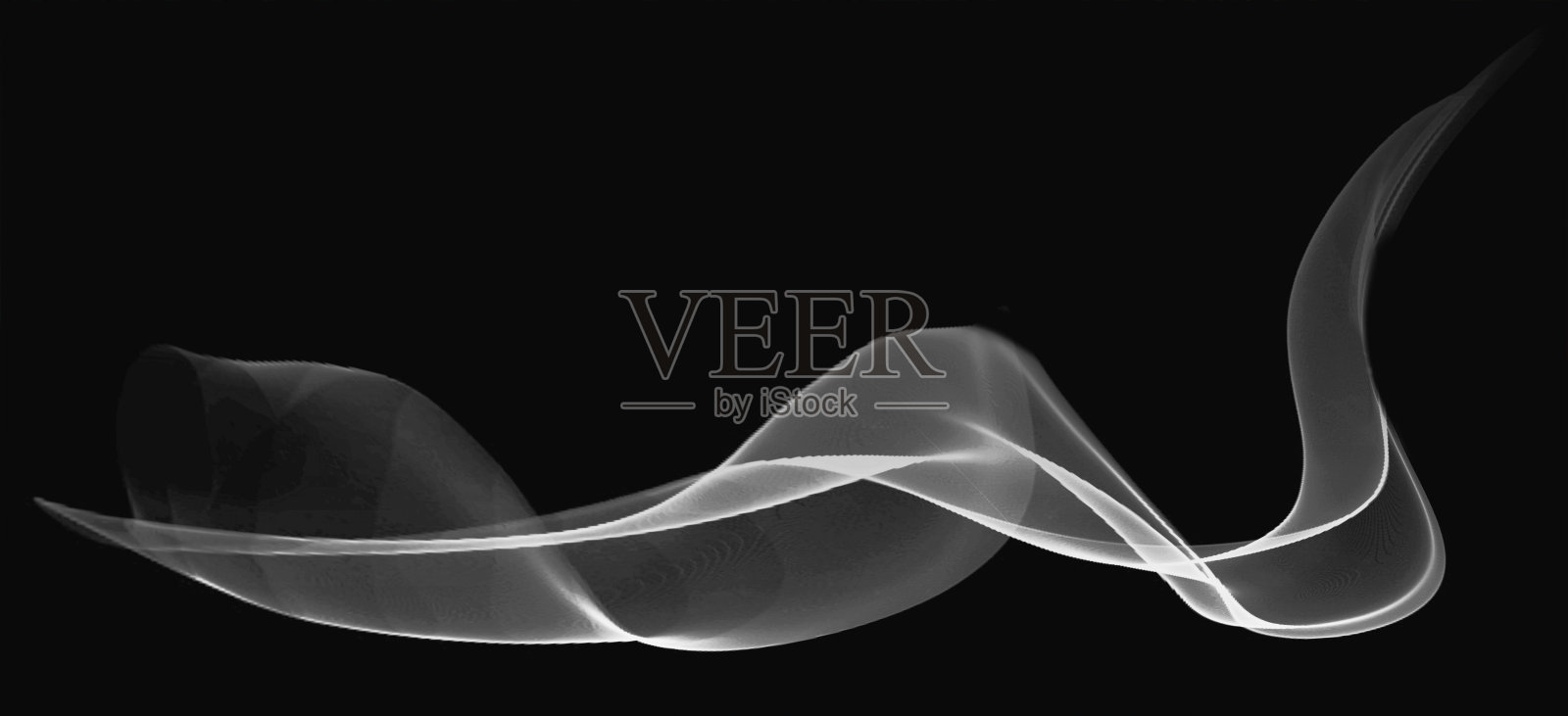 黑色背景上的抽象白波设计。插画图片素材