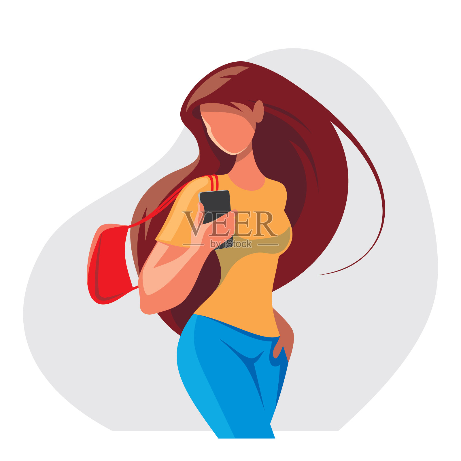 女人的电话插画图片素材