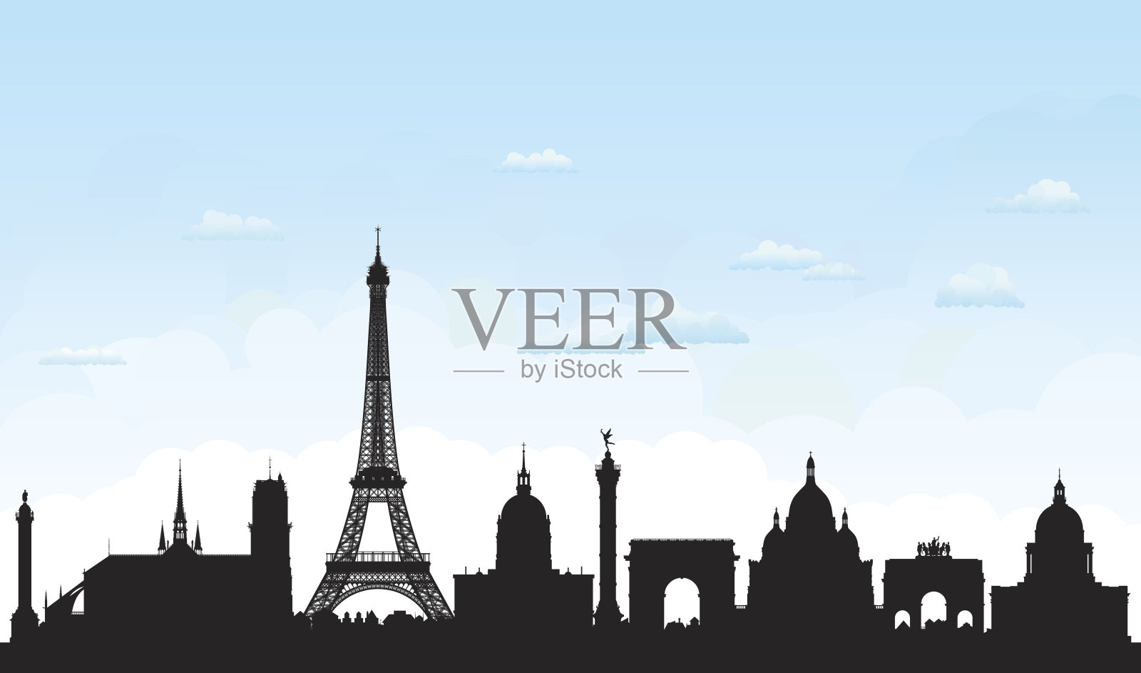 巴黎(所有建筑都是精细的，可移动的，完整的)插画图片素材