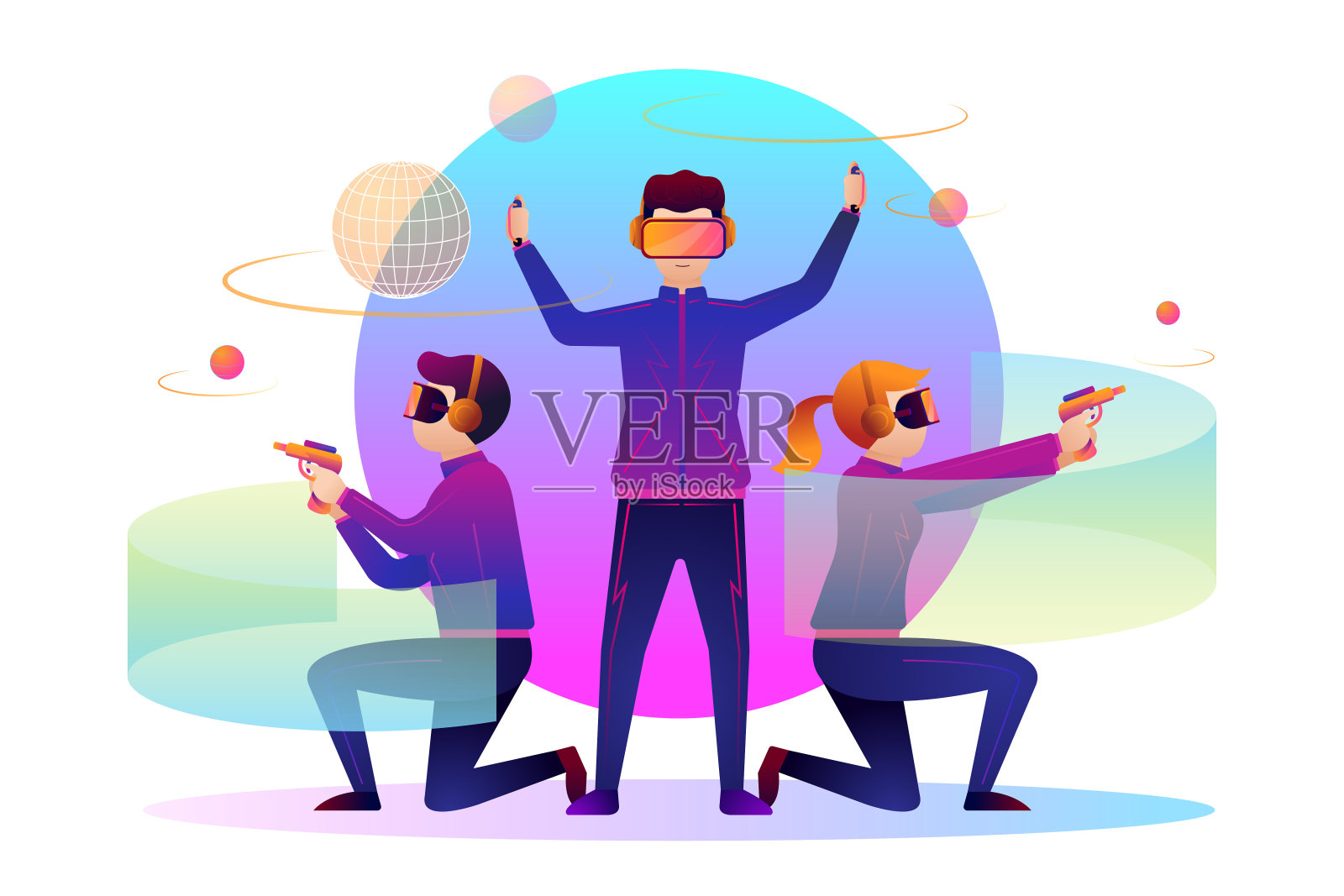 玩家团队，元世界概念插画图片素材