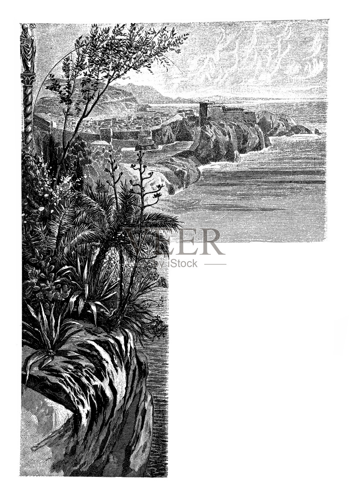 拉古萨(杜布罗夫尼克),克罗地亚插画图片素材