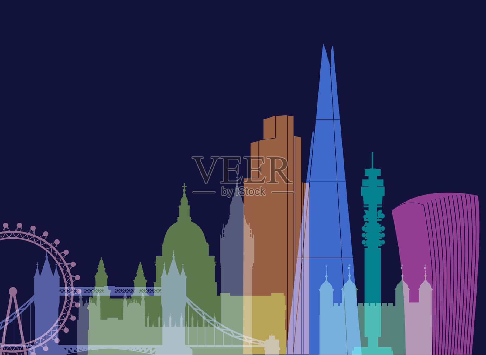 伦敦的天际线插画图片素材