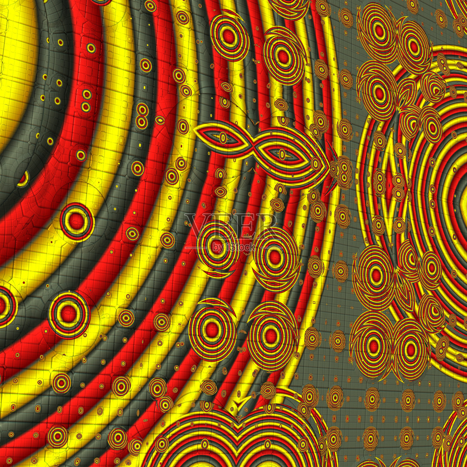 小的、大的、黑的、黄的、红的凸圆。抽象的背景照片摄影图片