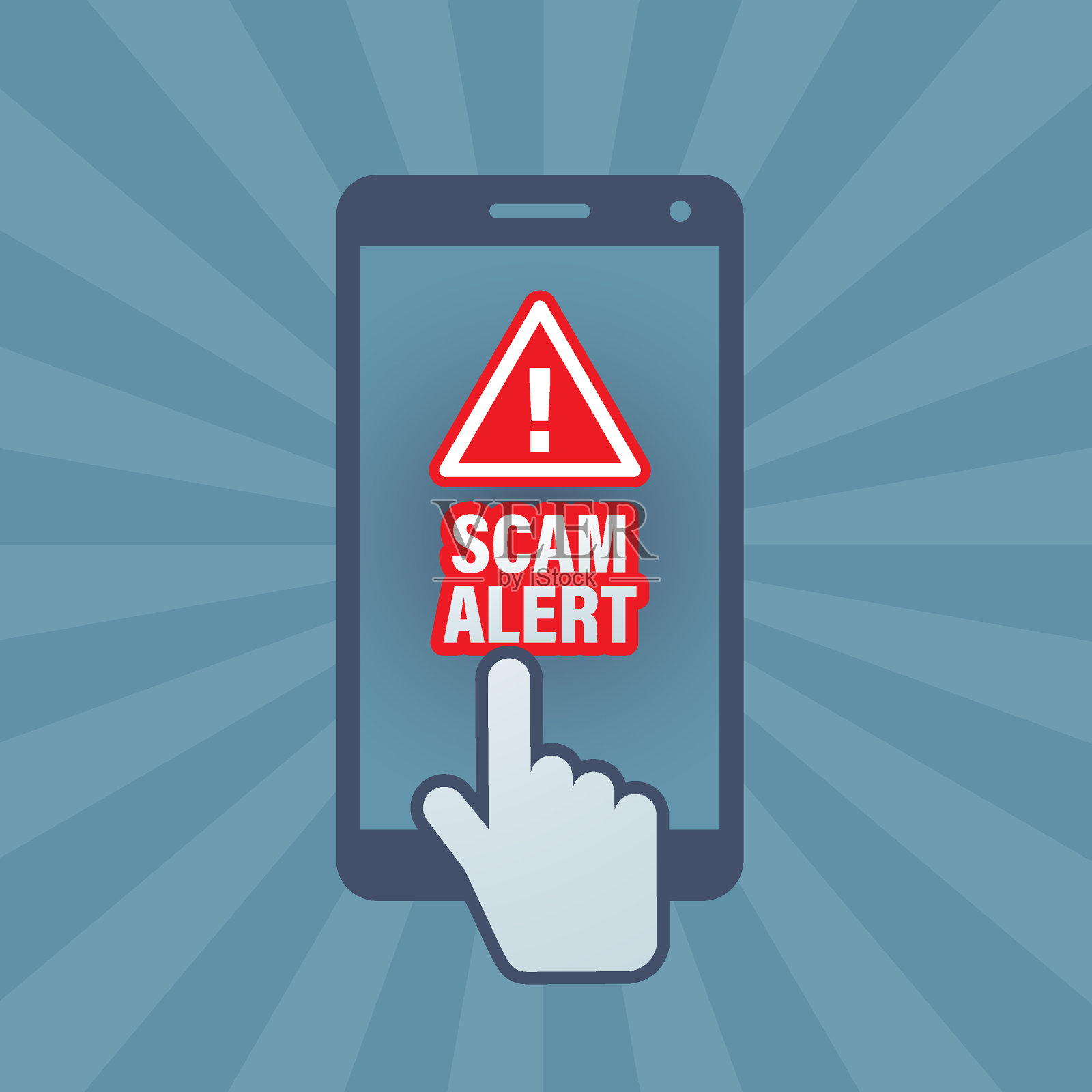 在智能手机屏幕上的诈骗警报通知插画图片素材