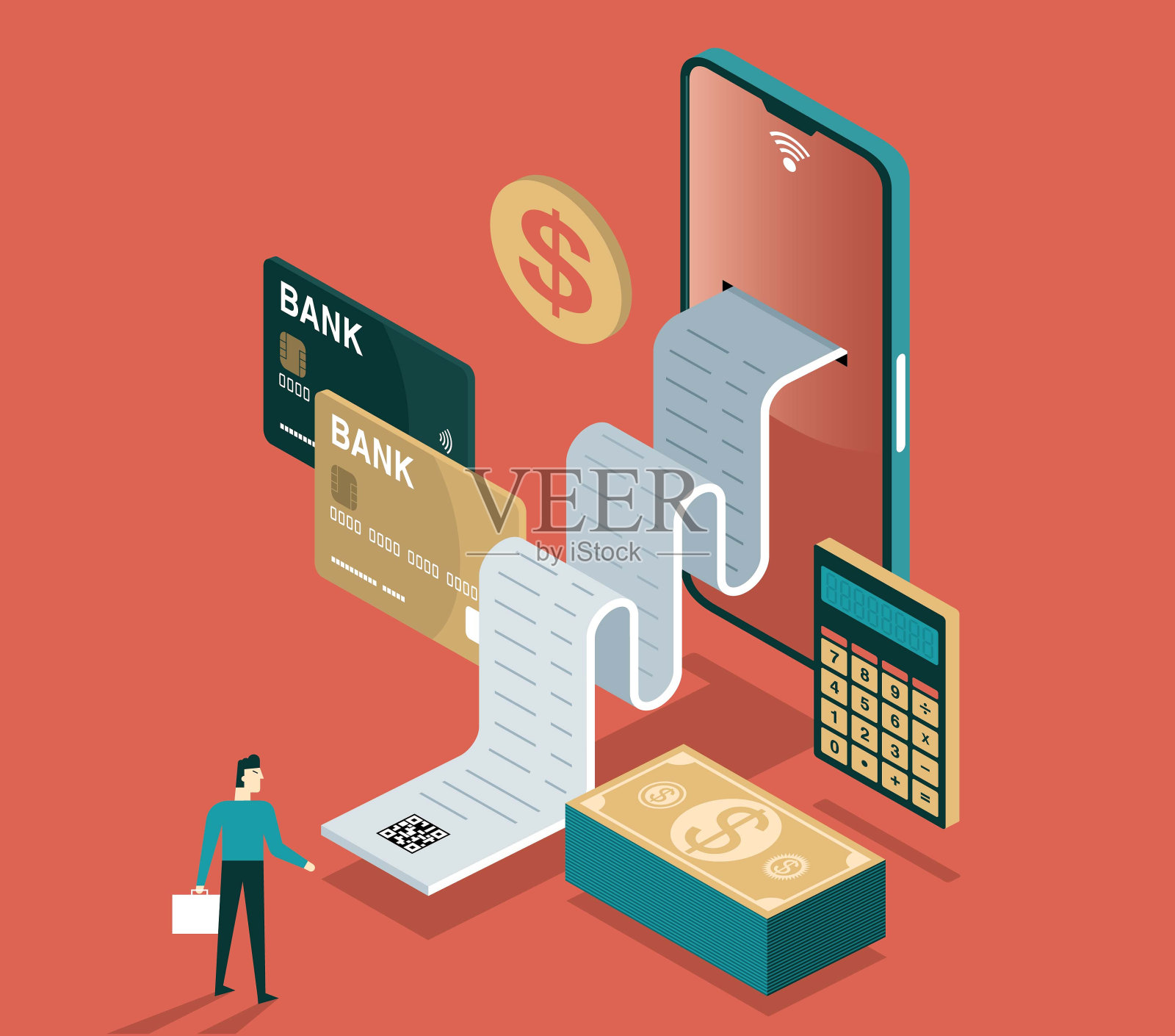 电子收据插画图片素材