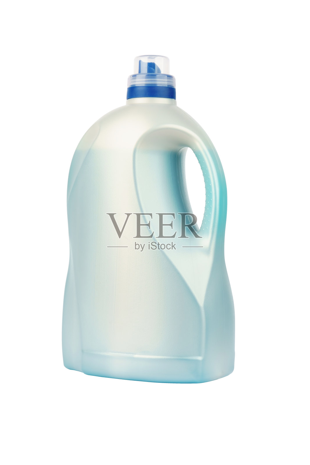 白色背景上有液体粉末的塑料瓶照片摄影图片