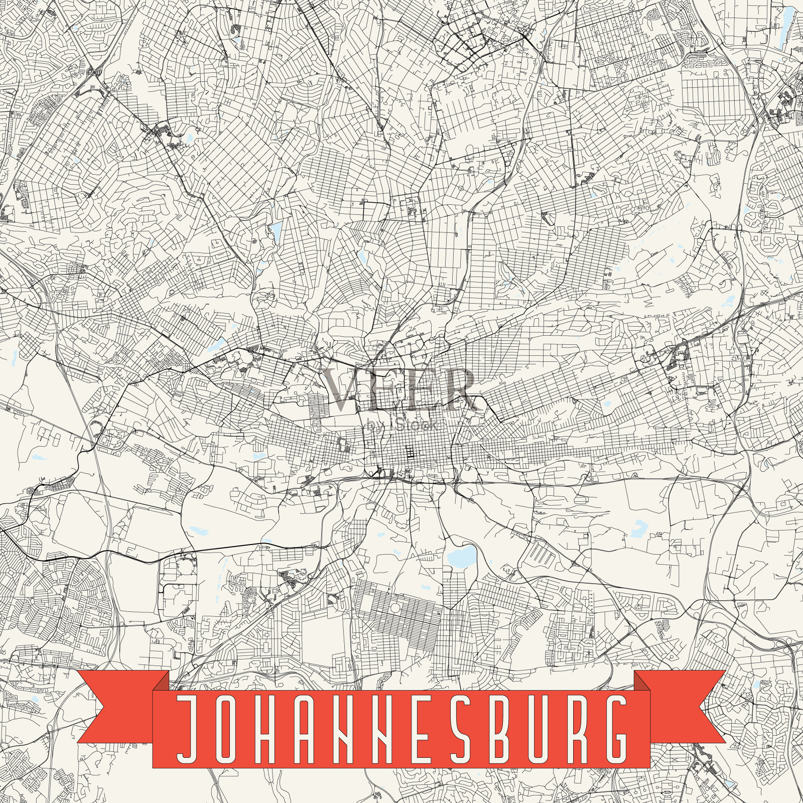 约翰内斯堡，南非矢量地图插画图片素材
