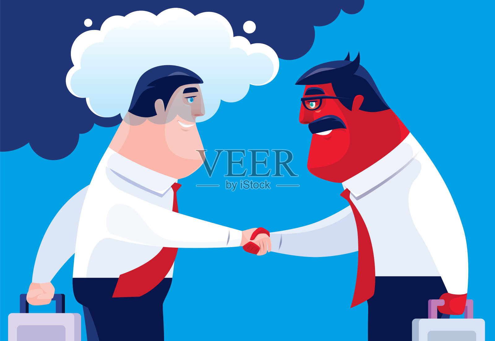 商人与恶人握手插画图片素材