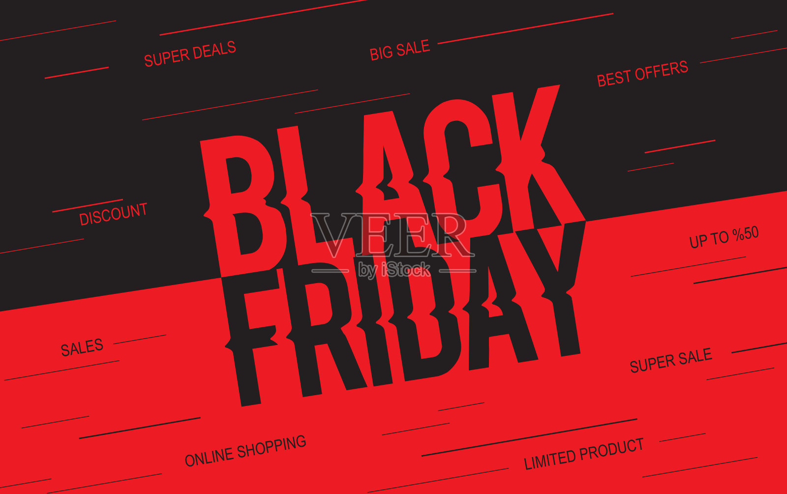 黑色星期五的红色横幅设计元素图片