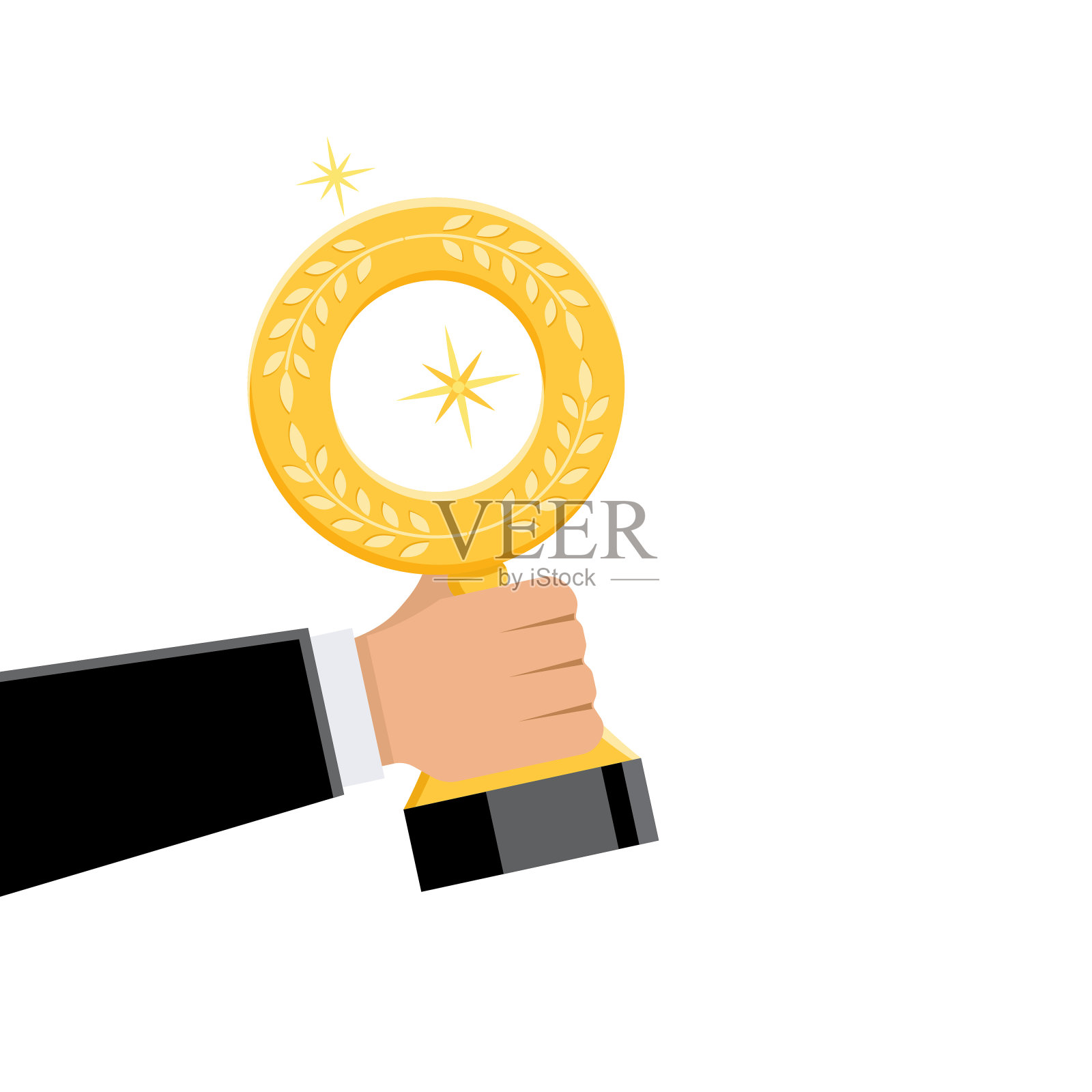 手握金牌奖杯设计元素图片