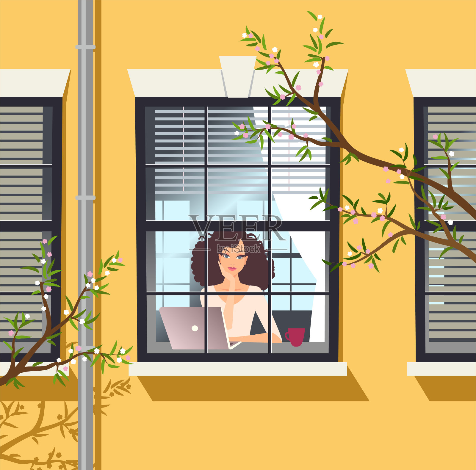 呆在家里插画图片素材