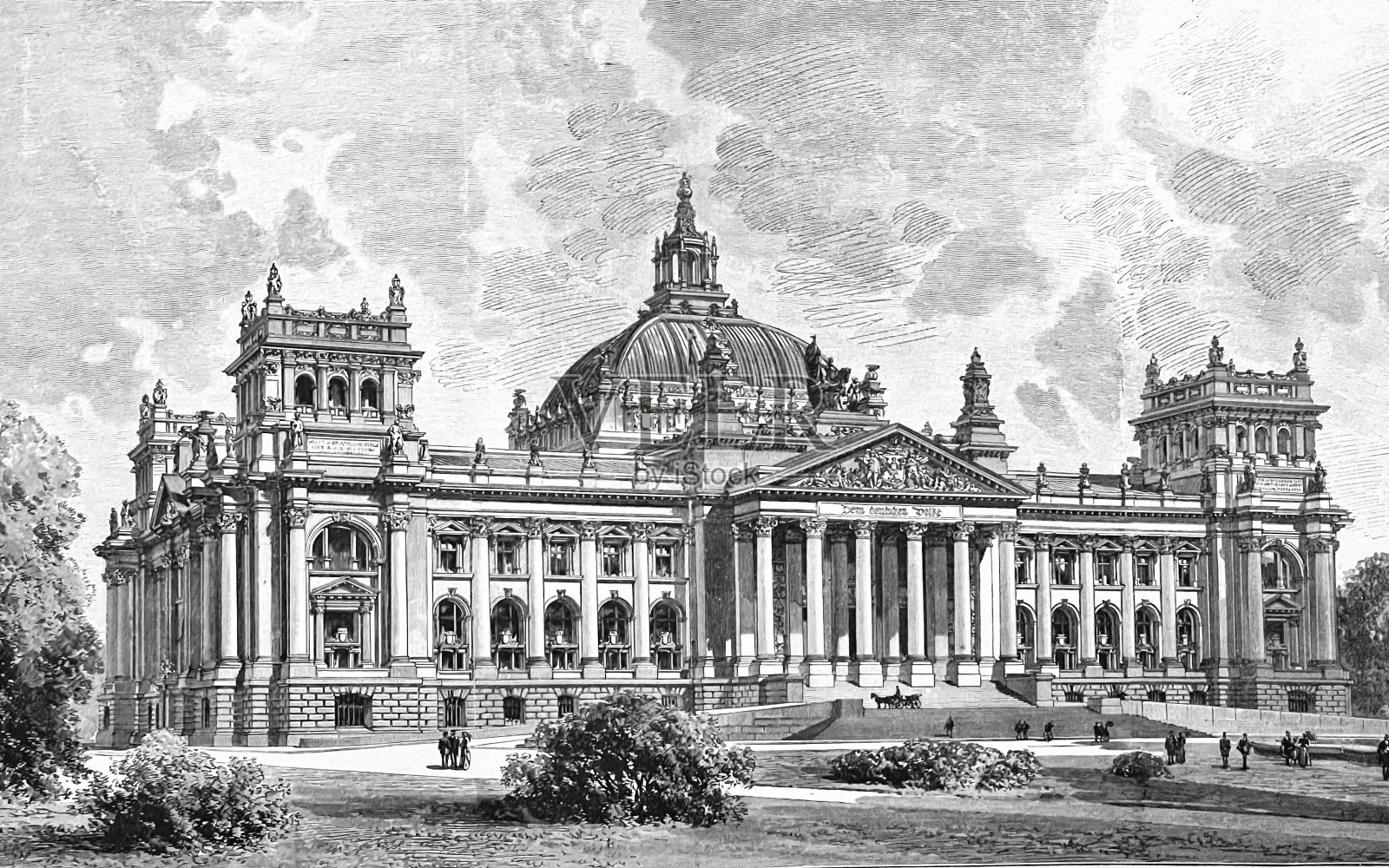 柏林国会大厦,插画图片素材