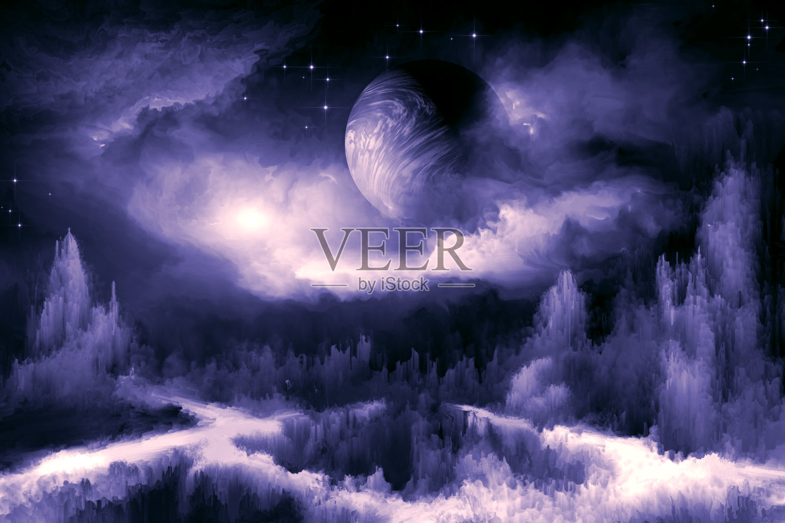 另一个世界的奇妙风景插画图片素材