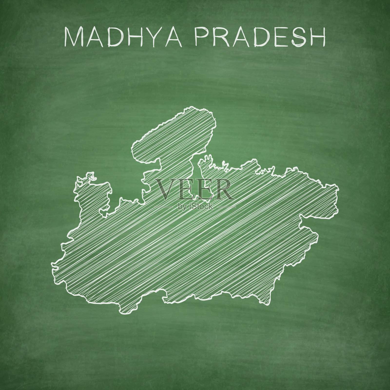 中央邦地图画在黑板上插画图片素材