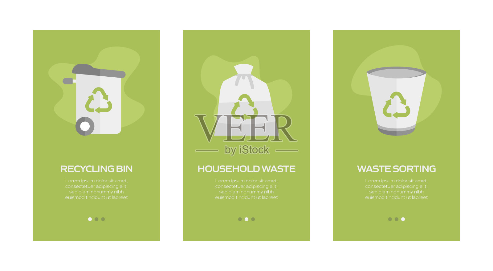 使用平面图标的移动应用页面屏幕回收概念。用户体验，用户界面设计模板矢量插图插画图片素材