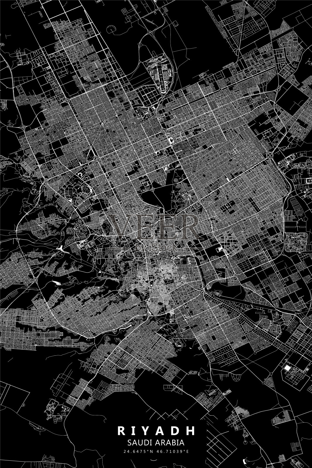 利雅得，沙特阿拉伯矢量地图插画图片素材