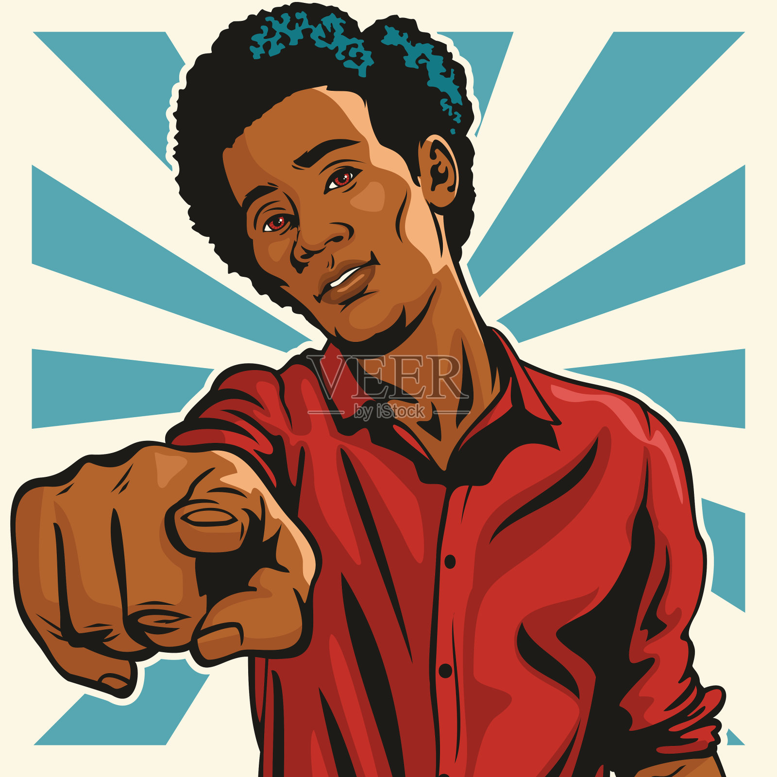 愤怒的黑人指着你插画图片素材