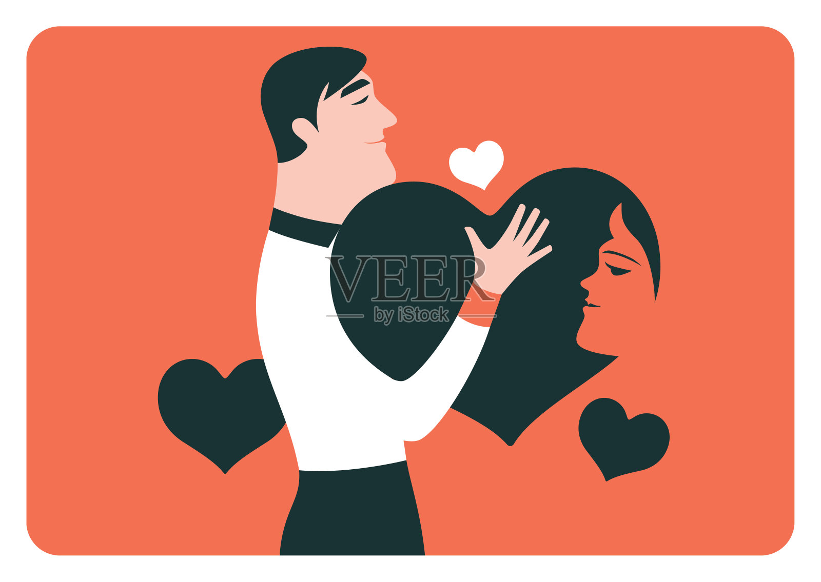 男人抱着心，想着邪恶的情人插画图片素材