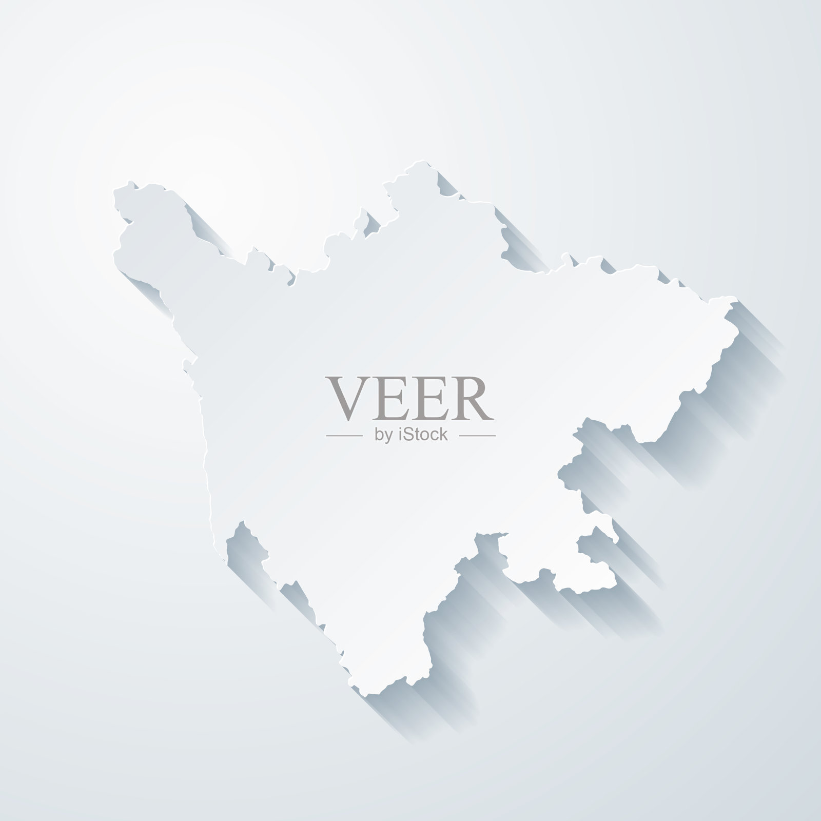 空白背景上剪纸效果的四川地图插画图片素材