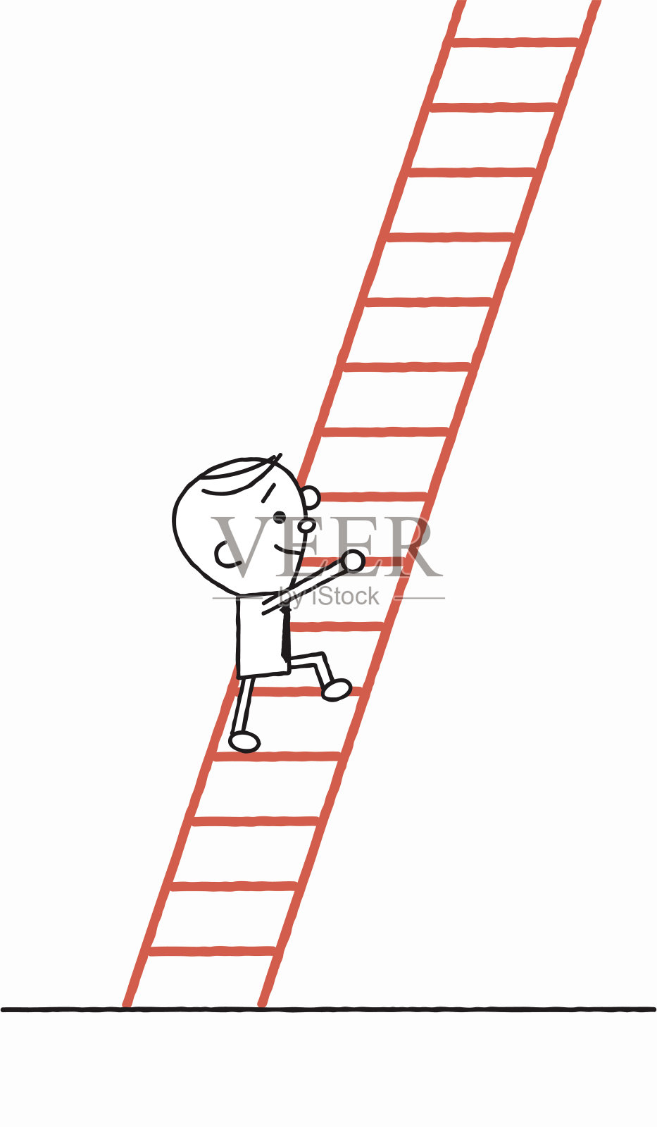 男人爬梯子插画图片素材