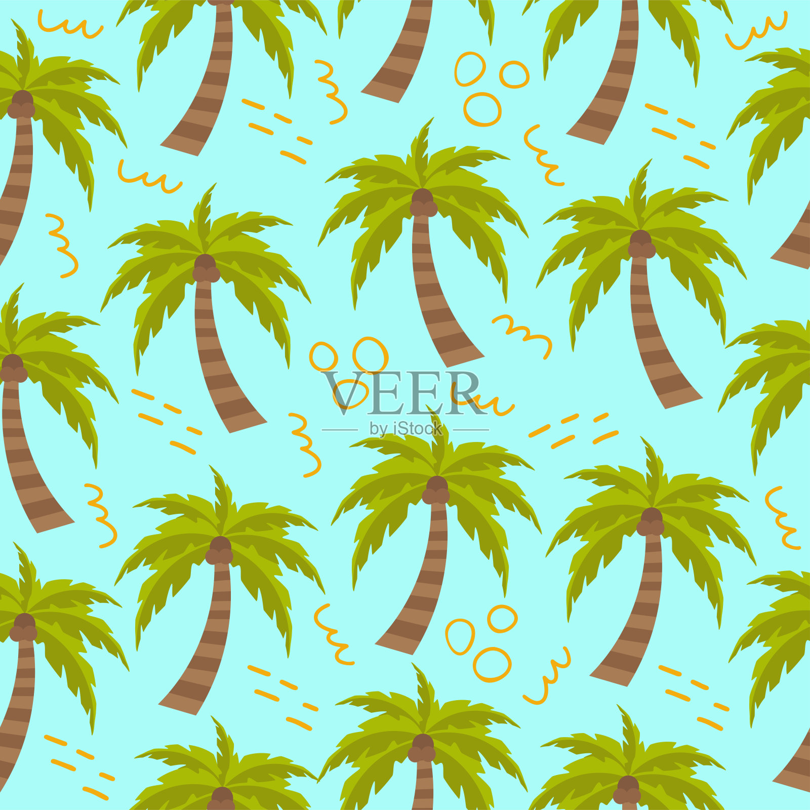 无缝图案，可爱卡通掌心。插画图片素材