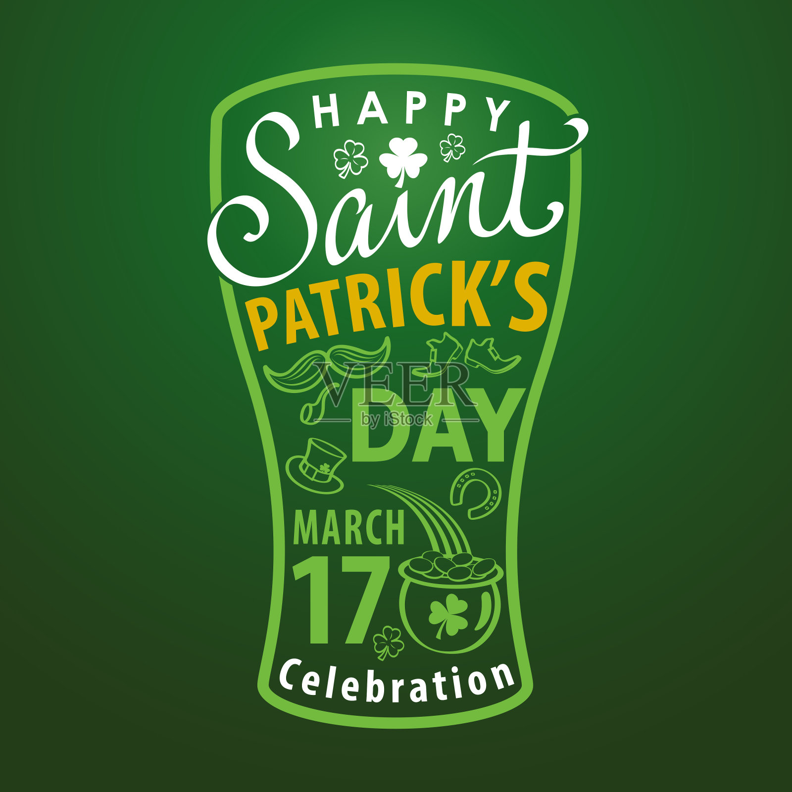 圣帕特里克节啤酒排版插画图片素材