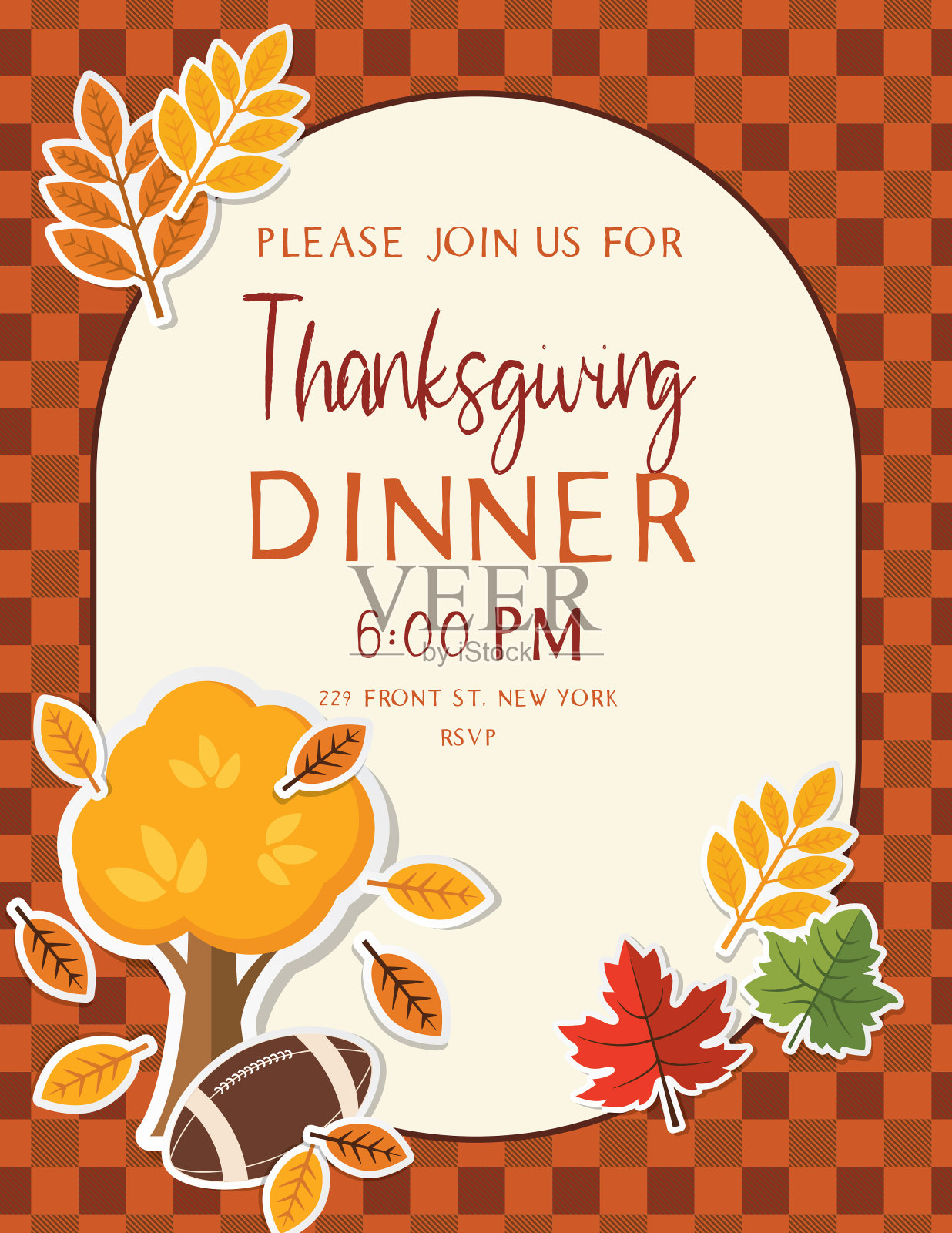 感恩节晚餐邀请模板插画图片素材