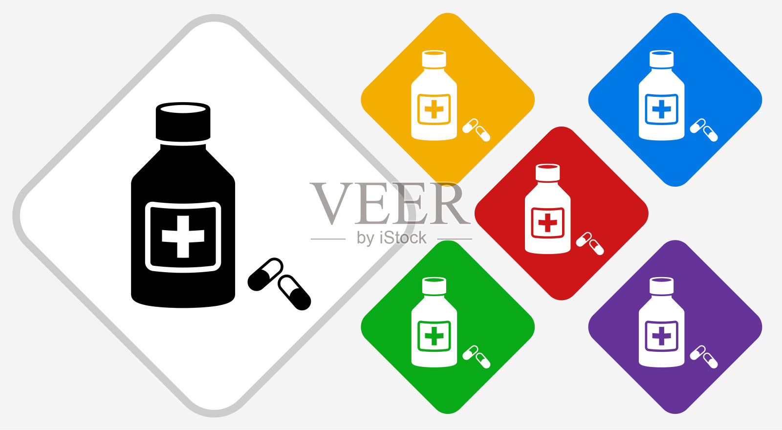 医药药丸颜色钻石矢量图标插画图片素材