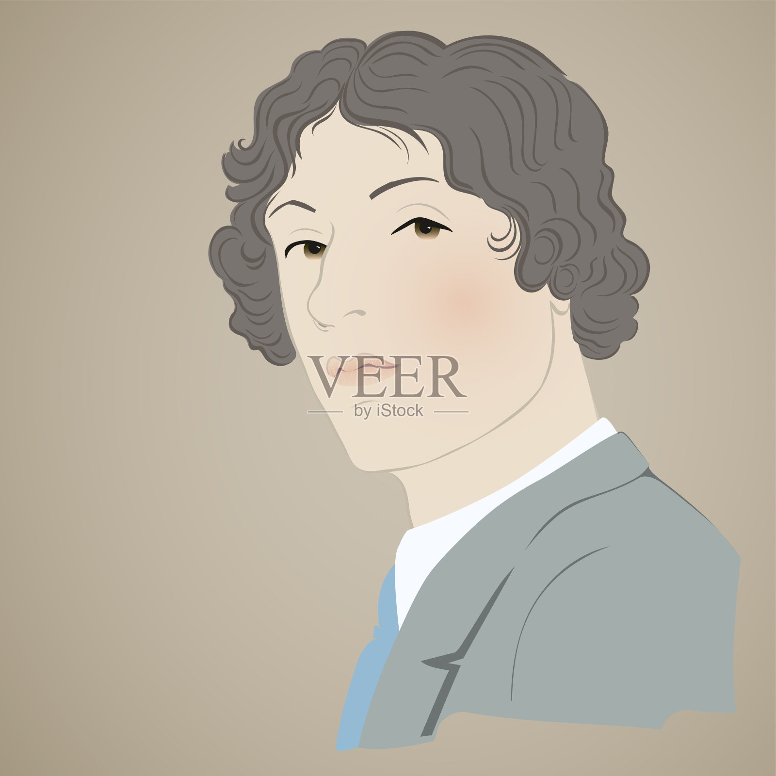 一个穿着现代西装的年轻人的时尚肖像插画图片素材