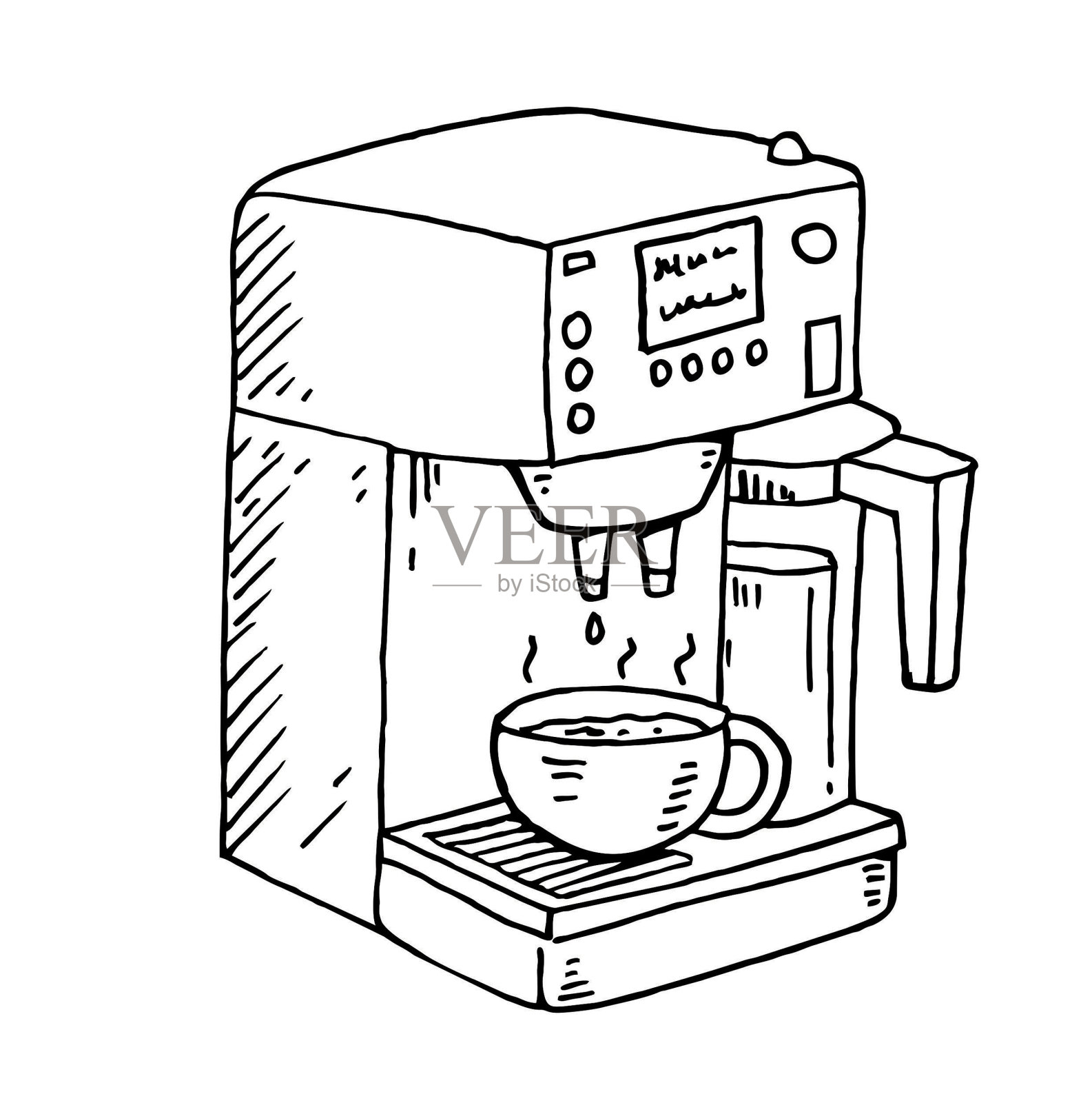 牛奶咖啡机示意图插画图片素材