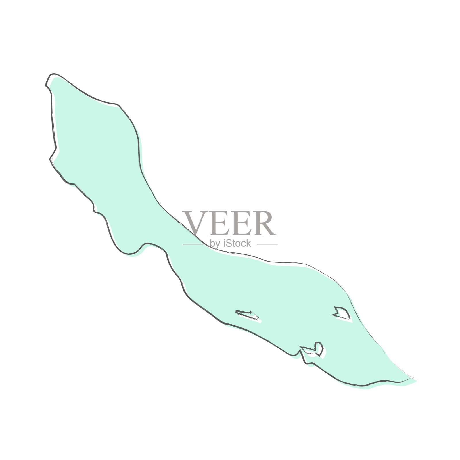 库拉索地图手绘在白色的背景-时尚的设计插画图片素材