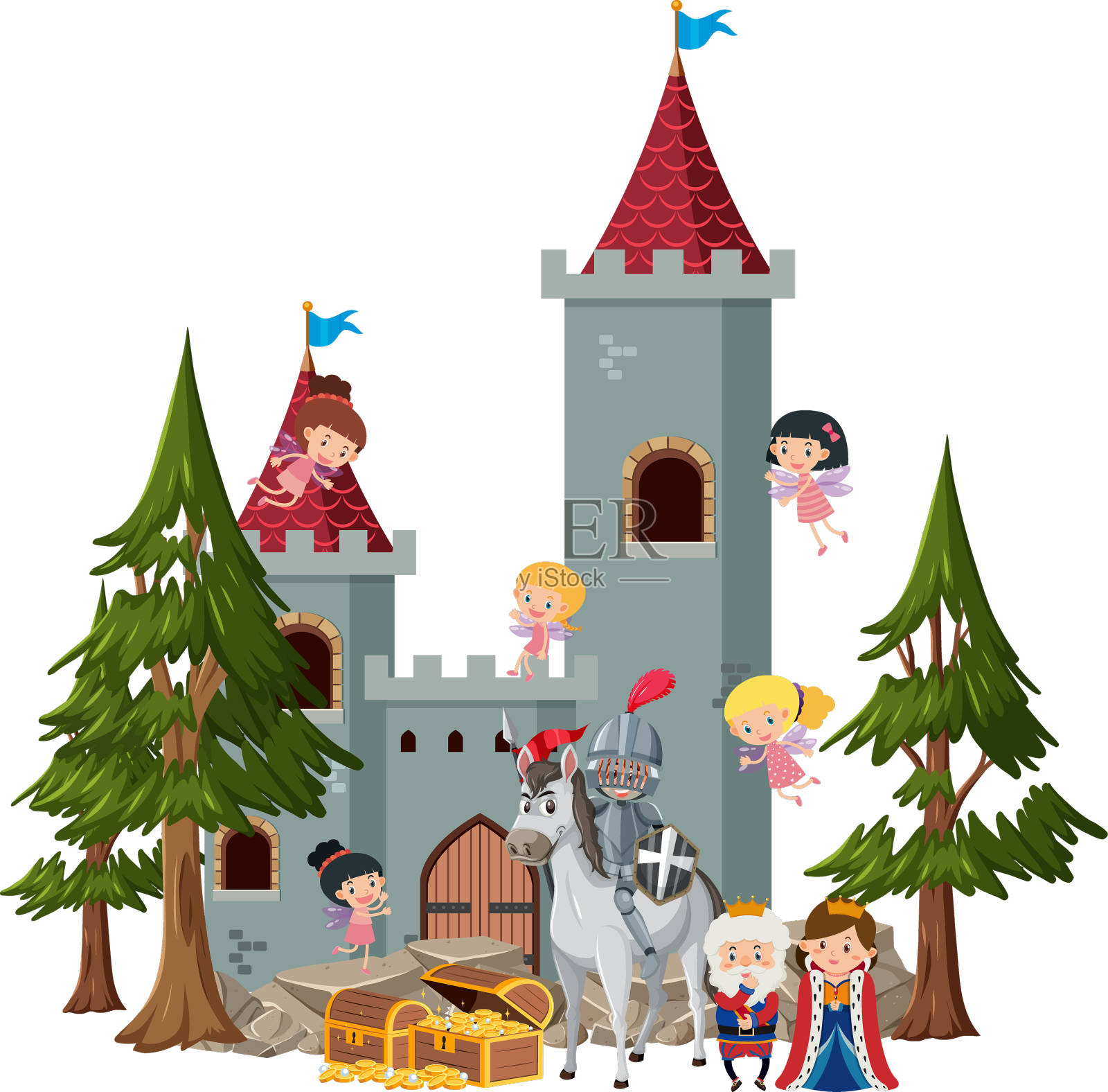 城堡里的皇室中世纪家族设计元素图片