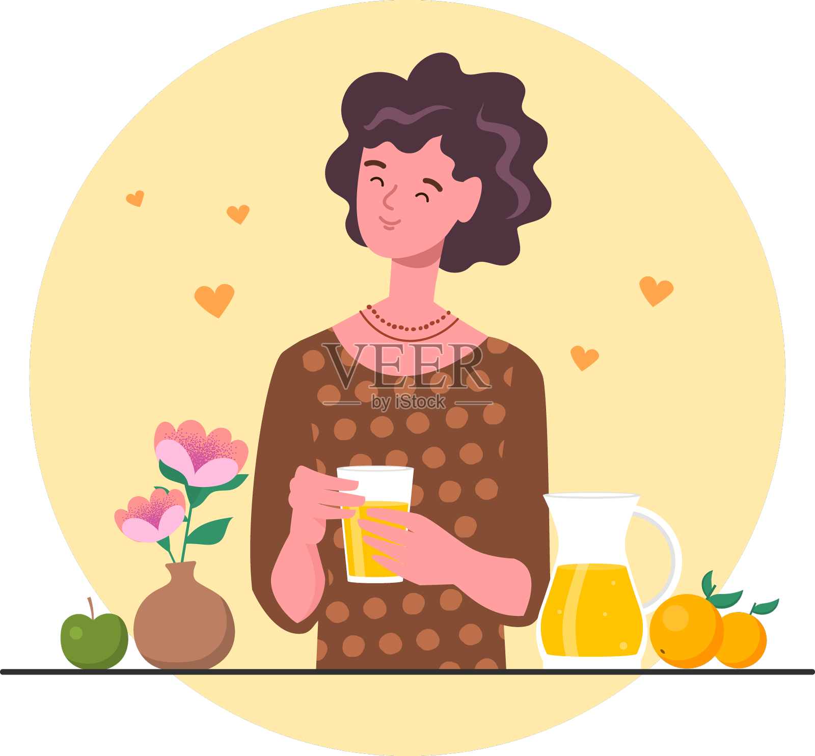 女孩用果汁设计元素图片