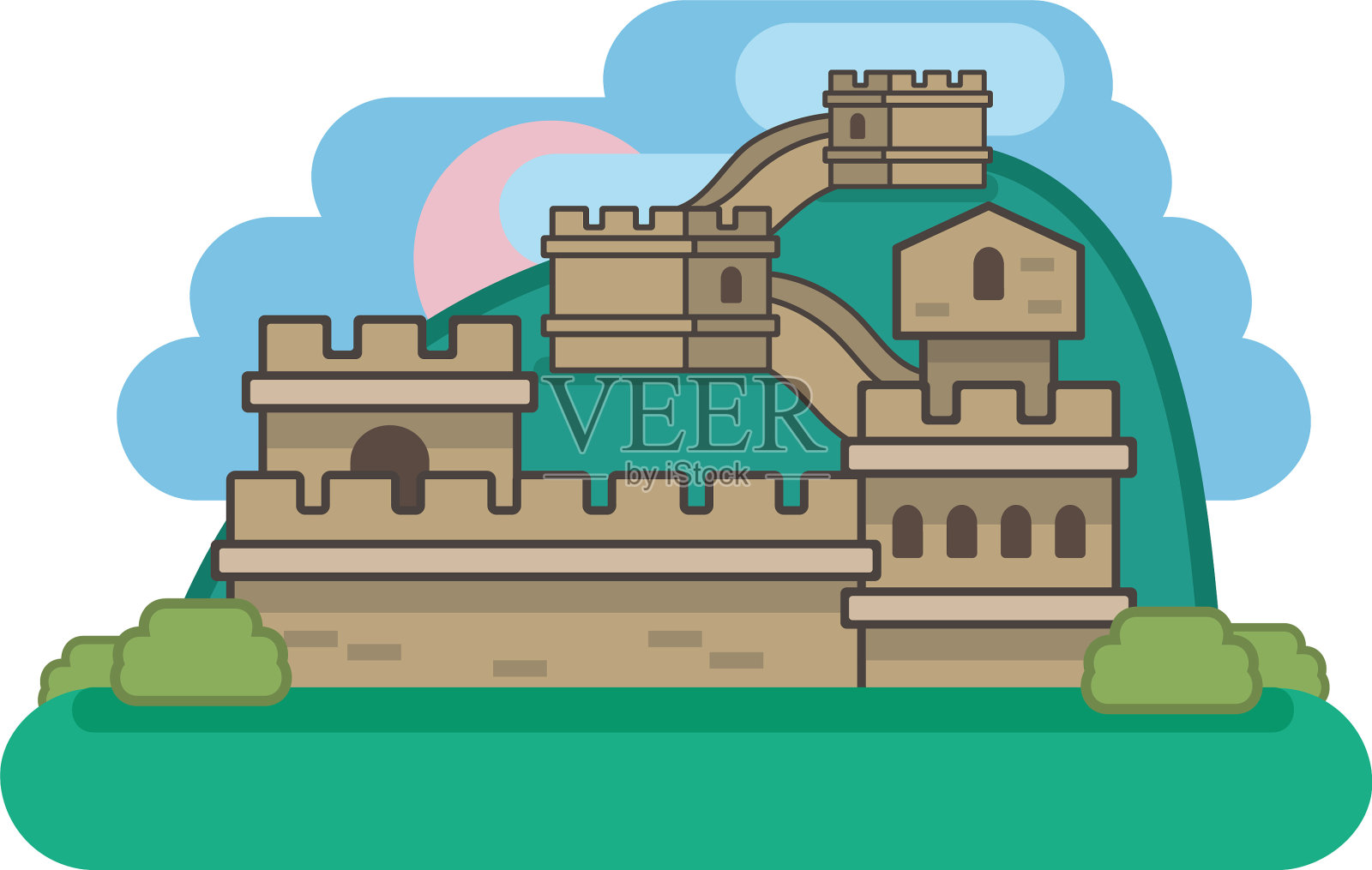 中国长城插画图片素材