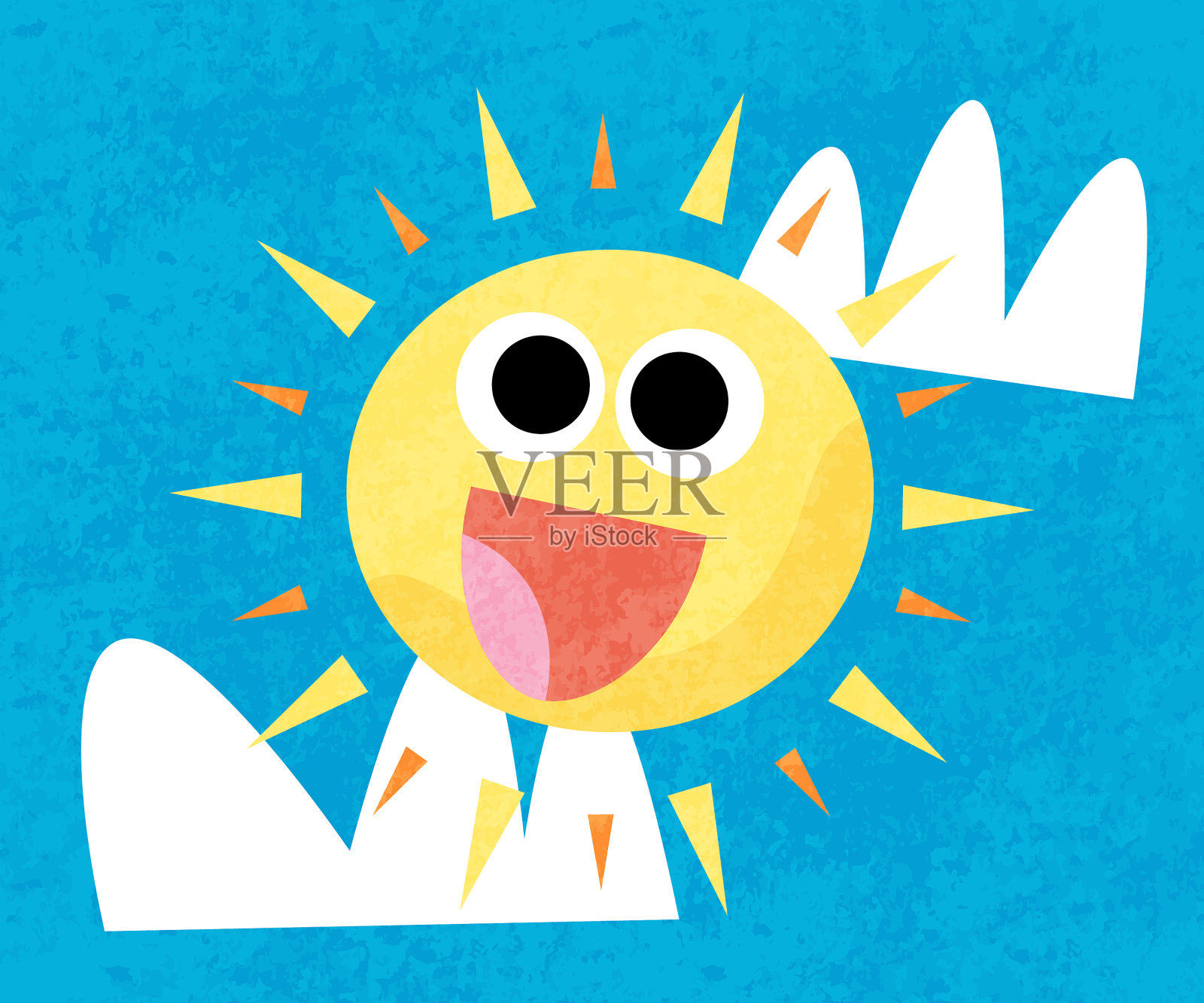 太阳插图与柔软的纹理效果插画图片素材