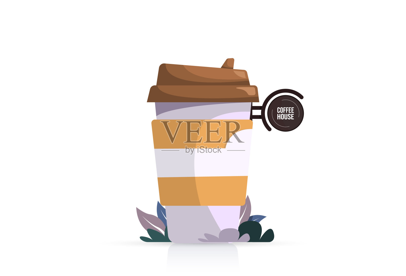 咖啡爱好者的咖啡杯。矢量彩色现代插图在平面卡通风格插画图片素材