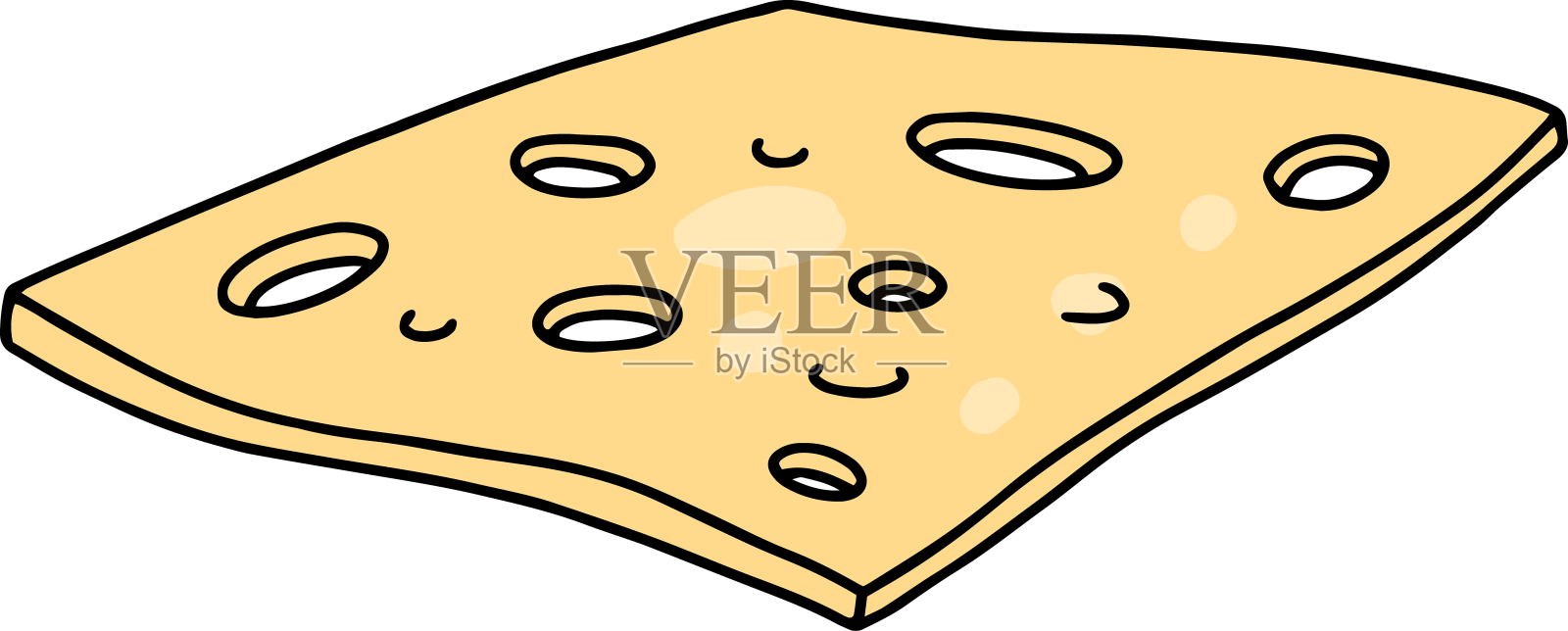薄薄的黄色奶酪，上面有雕刻的洞设计元素图片