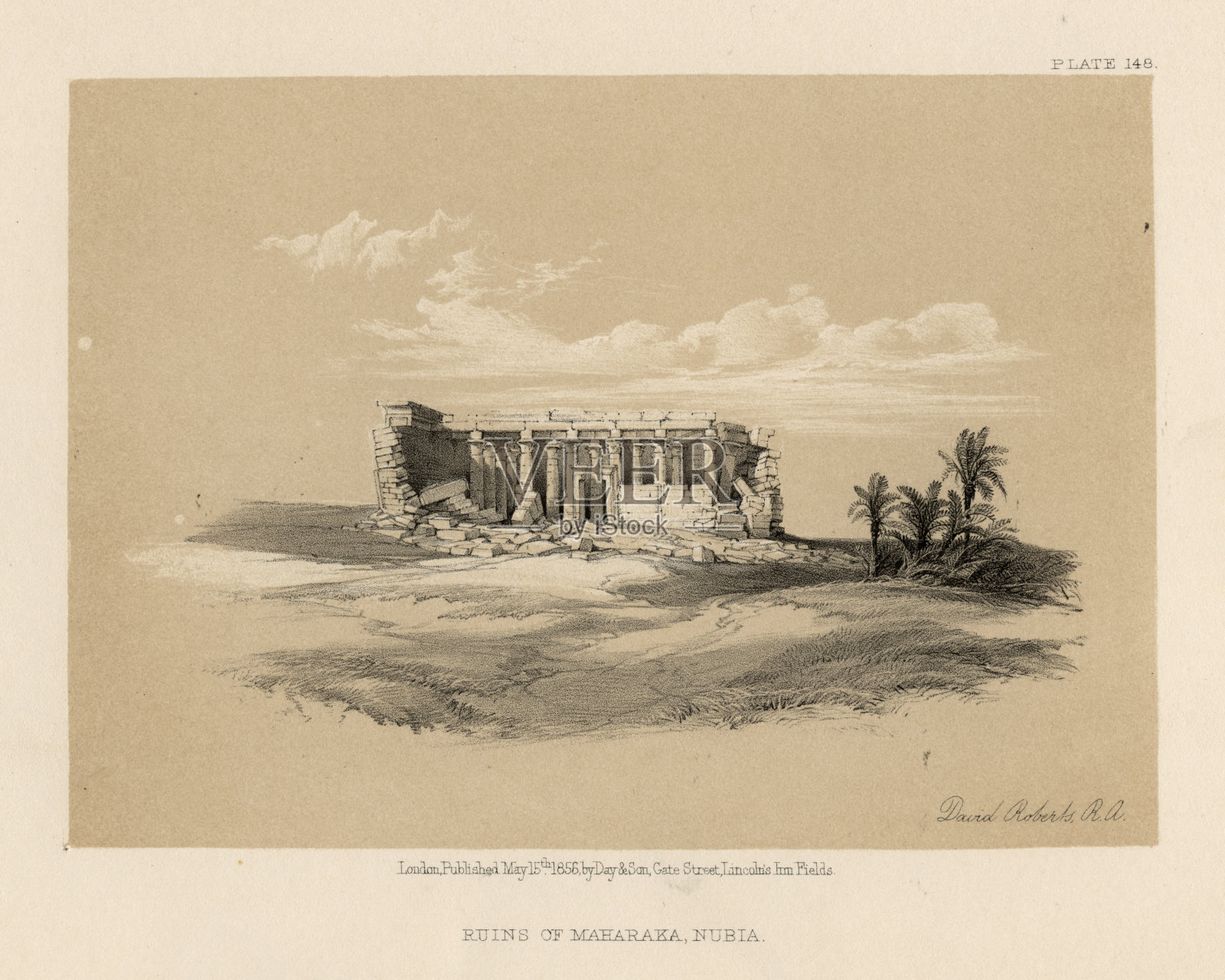 19世纪努比亚马哈拉卡遗址插画图片素材