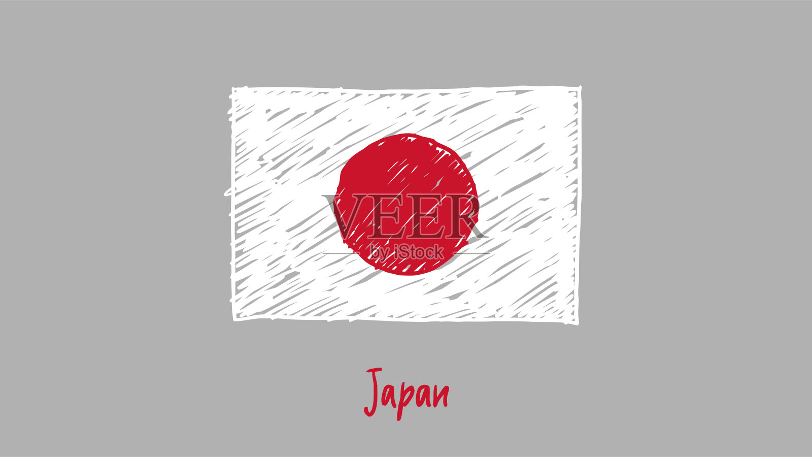 日本国家国旗标记或铅笔素描插图矢量插画图片素材