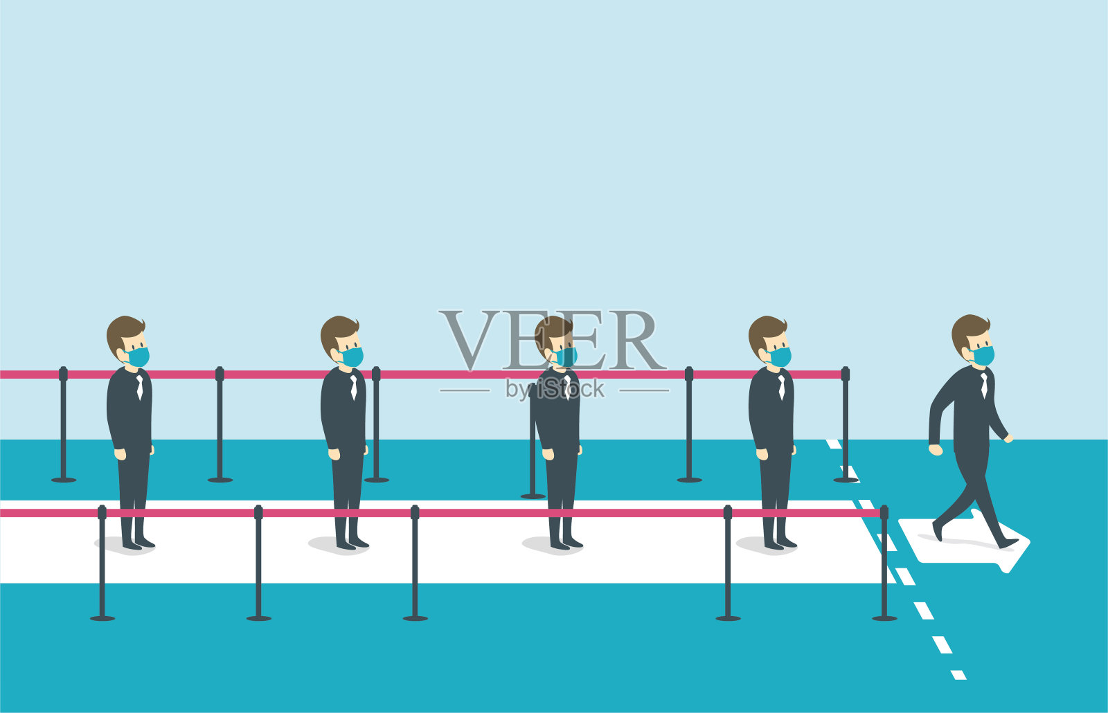 社会距离插画图片素材