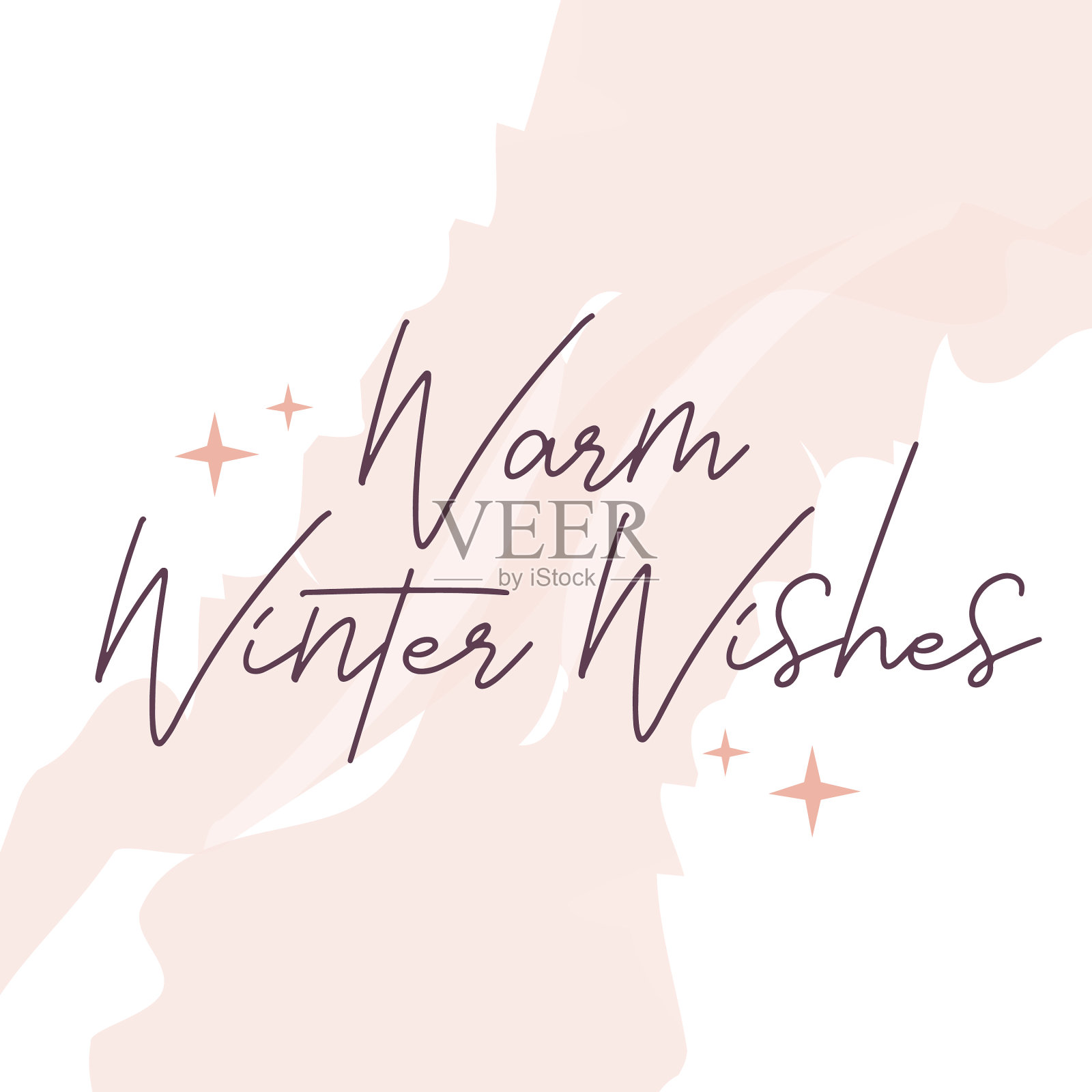 暖冬祝福，冬字引手插画图片素材