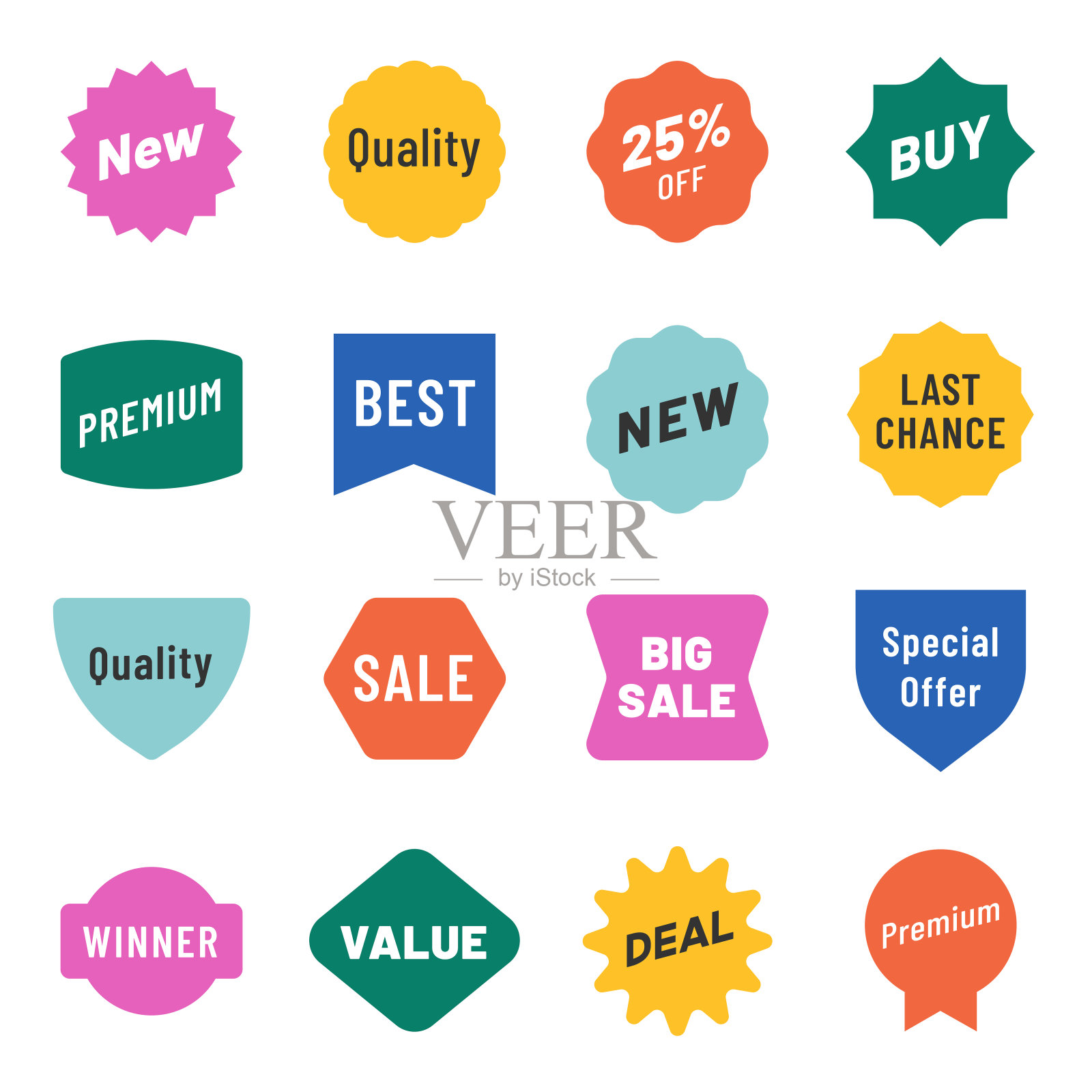 销售和营销的爆发和徽章-颜色资产包设计元素图片