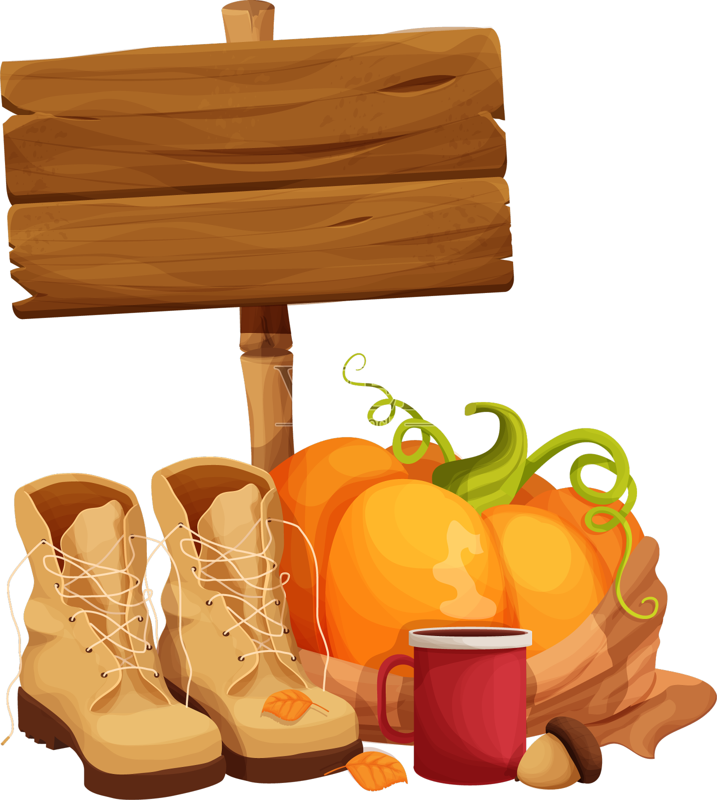 秋南瓜穿着丝巾靴或散步设计元素图片