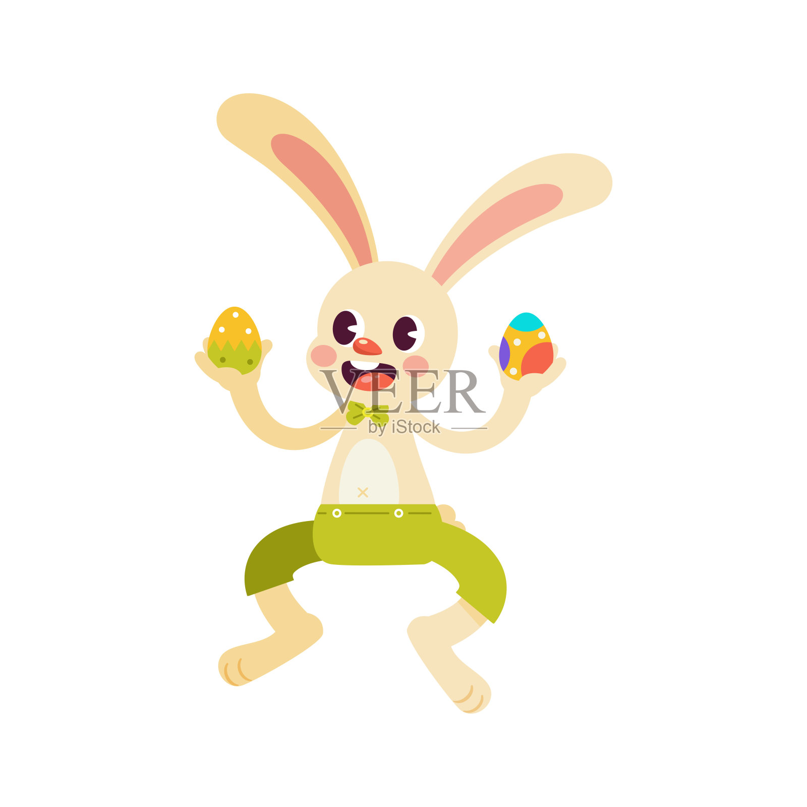 矢量卡通可爱的复活节兔子人物孤立插画图片素材