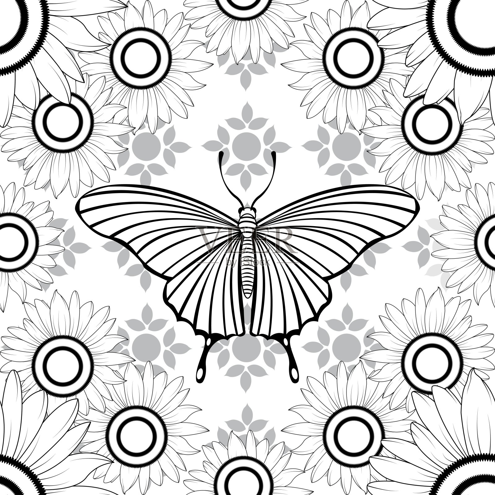 矢量花图案壁纸孤立插图插画图片素材