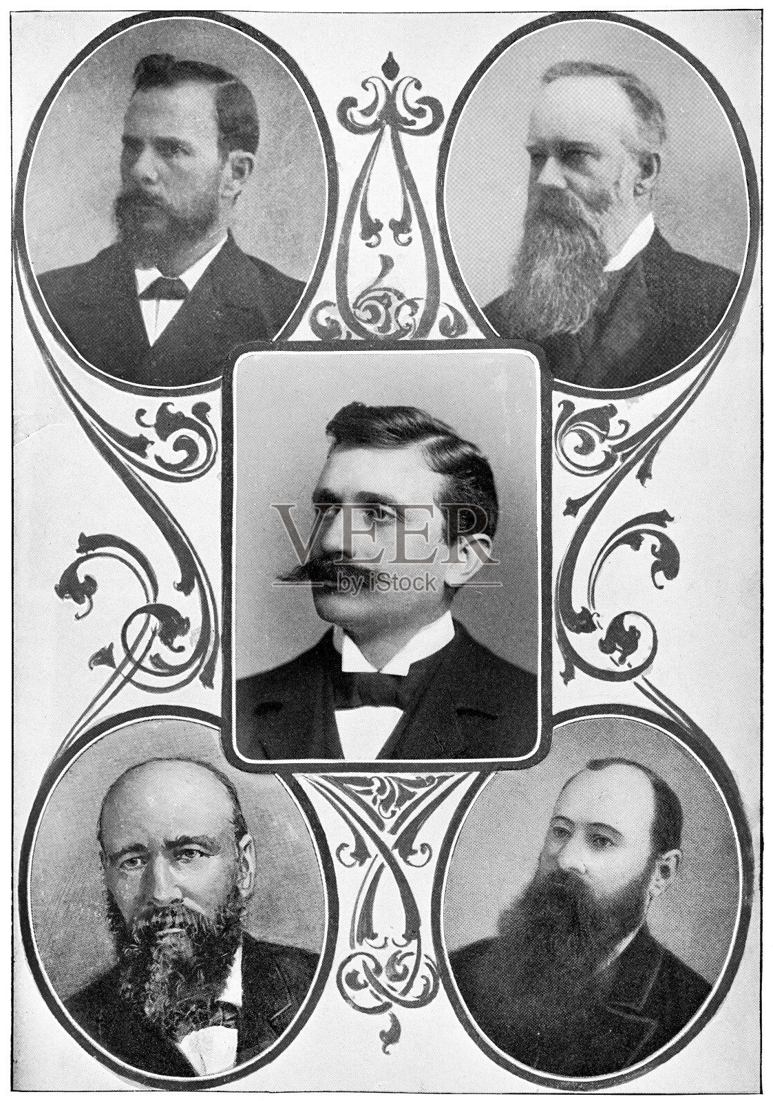 19世纪南非的各种布尔领导人和政治家插画图片素材