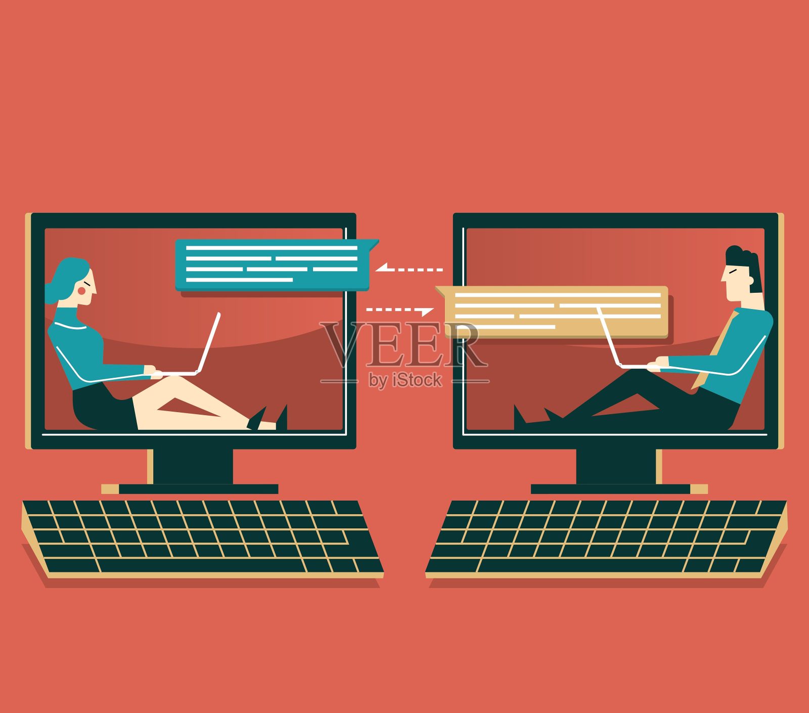 远程办公-商务人员插画图片素材